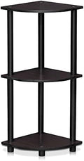 Furinno TURN-N-TUBE Corner Shelf, 3-Tier Corner Bookshelf, Display Storage Shelves with Open Shelves, for Organization and Storage, Living Room, Home Office, Garage, Dark Walnut by Furinno-FitsYourSpaceFitsYourBudget