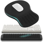 MEKASS Ergonomic Mouse Pad and Keyboard Wrist Rest Set, Super Soft Memory Foam Desk Wrist Support for Computer Keyboard, Non-Slip Arm Palm Rests Cushion for Typing Gaming Office Laptop Mac (Black) by Mekass