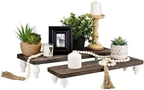 Ikee Design 2 Pcs Set Wooden Display Riser, Cupcake Dessert Display Riser, Countertop Centerpiece Dessert Serving Stand, Artificial Plant Pot Display Stand for Garden Decor, Coffee Color - Image 5