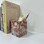 Natural Calacatta Red Marble Makeup Brush Holder, Pen Holder - Image 3