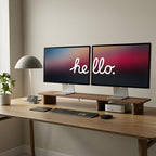 Walnut Dual Monitor Stand Riser - 43.3" Extra Long Wooden Monitor Stand for 2 Monitors, Desk Shelf Organizer for iMac, Laptop & Ultrawide Displays, Natural Wood Grain by Unknown