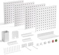 Magnetic Metal Pegboard Wall Organizer Kit, 4 Pack 10 x 10 in Panels White by PHXGrove
