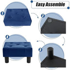 BRIAN & DANY Small Foot Stool, Velvet Foot Stools with Legs, Stable Small Footstool for Living Room, Royal Blue - Image 5