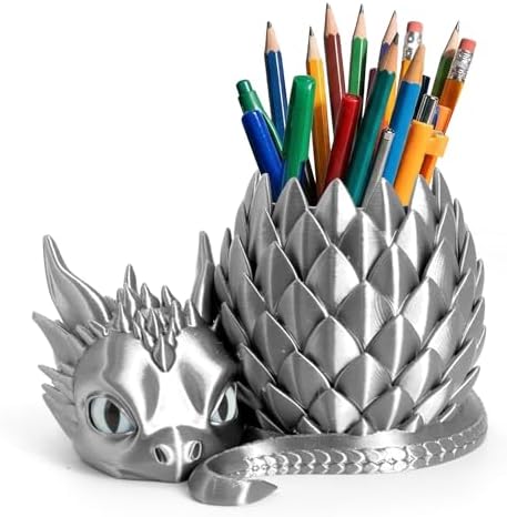 3D Printed Dragon Pencil Holder for Desk, Removable Dragon Egg Pen Holder, Cute Pencil Cup Desk Organizer for Pens, Pencils, Paper Clips, Makeup Brushes, Fantasy Desk Decor Gift for Kids by LehuoMaker3DPrintedStudio