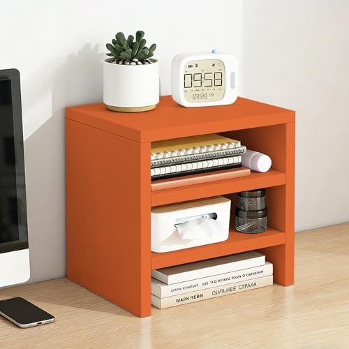 Solid Wood Monitor Stand Riser & Laptop Stand Desk Organizer - Office Accessories for PC Workspace, Computer Organization, Countertop Hutch Orange 9.9x7.9x9in by Unknown