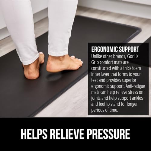 GORILLA GRIP Cushioned Kitchen Mats for Floor, 2 PK, 17x29+17x59, Black - Image 3