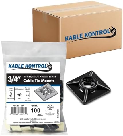 Kable Kontrol Zip Tie Mounts, 3/4” Black, 13000 Pcs Adhesive Backed by KABLEKONTROL%C2%AE