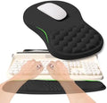 2-in-1 Ergonomic Set, Wave Rise Keyboard Wrist Rest and Massage Bulge Slope Mouse Pad Wrist Support, Cushion Memory Foam Integrated to Relieve Wrist Pain, Black by KUOSGM