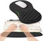 2-in-1 Ergonomic Set, Wave Rise Keyboard Wrist Rest and Massage Bulge Slope Mouse Pad Wrist Support, Cushion Memory Foam Integrated to Relieve Wrist Pain, Black by KUOSGM