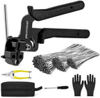 155PCS Heavy Duty 304 Stainless Steel Cable Tie Gun Kit, Includes 150PCS Metal Zip Ties(3 Sizes), Self-Locking, UV & Corrosion Resistant, for Fence, Exhaust Pipe, Chicken Coop, Farm Use (Black) by JDILOVEMART