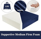 HOMBYS Foam Recliner Chair Cushions for Elderly, 4" Thick Chair Pads with Back Support for Office, Non-Slip Medium Firm Seat Cushion with Lumbar Pillow (Sapphire Blue, 13" Backrest) - Image 3