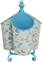 360° Rotating Metal Pen Holder for Desk, Cute Floral Bird Desktop Organizer with Dome Roof, Pencil Cup & Remote Control Holder for Home Office (Blue) - Image 6