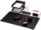 Dacasso Rosewood and Leather Desk Set, 10-Piece - Image 2