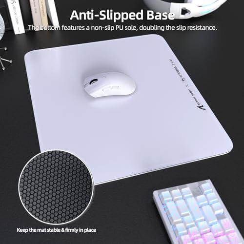 ATTACK SHARK CM05 Glass Gaming Mouse Pad,17.7x15.7 in Large Mouse Mat，Non Slip 9H Hard Mousepads,Nano-Textured Glass Surface with Improved Precision and Speed for FPS Players-Pure White - Image 5