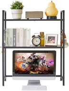 IBUYKE Office Desktop Shelf Organizer Computer Storage Rack Adjustable Desk Bookshelf Display Shelf for Office Home Dormitory,Brown UTMZ004H by IBUYKE