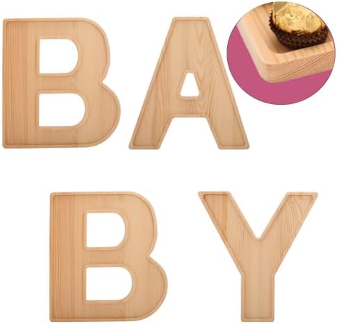 4PCS Charcuterie Letters 12” Fillable Cardboard Letters “Baby” Tray for Baby Shower, Wood Cupcake Chocolate Candy Dessert Decorative Tray (Baby-Wooden) - Image 4