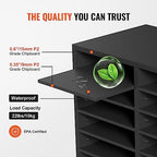 VEVOR Literature Organizers, 12 Compartments Office Mailbox with Adjustable Shelves, Wood Literature Sorter 20.4x12x16.1 inches for Office, Home, Classroom, Mailrooms Organization, EPA Certified Grey - Image 5