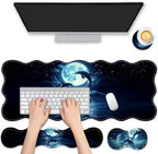 4 in 1 Desk Mat Set,Mouse Pad with Keyboard Wrist Rest,Wave-Shaped Design,Non-Slip Rubber Base,Waterproof,for Home,Office,Gaming,Cute Dolphin by FGDRFGRW