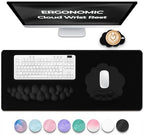 Premium Quality Cloud Wrist Rest Keyboard & Mouse Pad Set – Ergonomic Memory Foam Desk Accessories with Wrist Support for Office & Gaming – Black Fabric by TheTrulyCharter