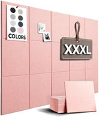 Vision Board - Cork Board for Walls, 59" x 36" | 15 Pack | Cork Board Tiles, Felt Bulletin Board, Large Corkboard, Cork Panel for Office, Felt wall Panels, Cork Panels, Corkboard Roll (Pink) by WallHero