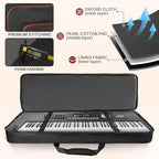 ORKELS 61-Key Keyboard Case, 10mm Padded Electric Piano Gig Bag with Shoulder Straps, Handles & 2 Accessories Pocket - Image 4