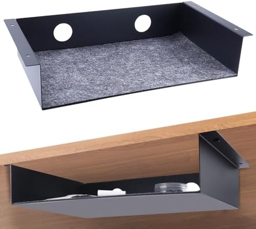 Under Desk Storage Shelf, Steel Under Desk Tray Mountable Add-On Shelf for Table Office Desk, Large (Pack of 1) by Patioer