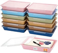 Tinlade 12 Pcs Classroom Paper Storage Bins with Lids, Morandi, 13x10in by Tinlade