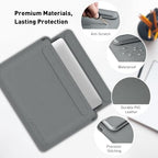 AboveTEK Laptop Sleeve Case for 13-14 inch MacBook Air/Pro, Slim Laptop Case with Stand, Ergonomic Wrist Rest & Mouse Pad, Waterproof Anti-Scratch Leather Bag for 13-14 Surface HP, Grey - Image 5