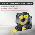 10 Pack Compatible for Dymo Rhino 18058 Black on Yellow 3/4" x 4.9' Industrial Heat Shrink Tube Labels for Rhino 4200 5000 5200 6000 3M Label Maker - Image 3