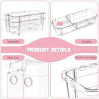 16 PCS Extendable Drawer Organizer Set Clear Stackable Vanity Storage Bins - Image 5