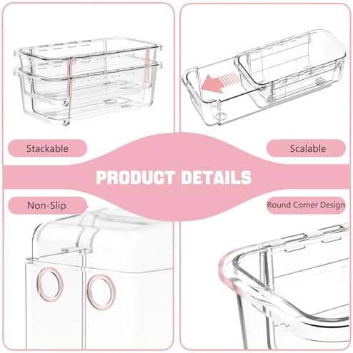 21 PCS Extendable Drawer Organizer Set Clear Stackable Vanity Storage Bins - Image 5