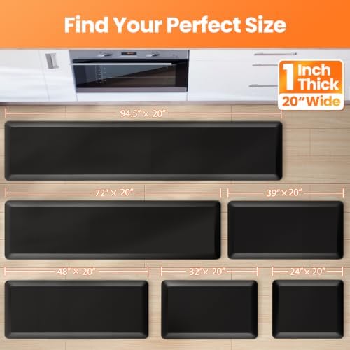 1-Inch Thick Anti-Fatigue Mat for Kitchen and Standing Desk,20"x94.5",Black - Image 6