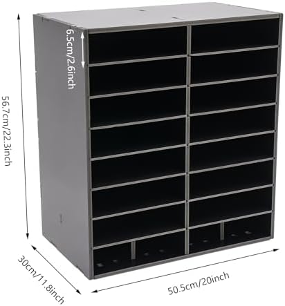 16 Slot Mail Sorter Organizer, Wood Literature Organizer Student Mailbox for Classroom, Desktop File Paper Storage Rack for Office Home School - 20" L×11.8”W×22.3“H (Black, 16-Compartment) - Image 2
