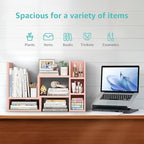 NUTIKAS Desk Shelves Desktop Organizer Shlef - Pink Office Organization for Top of Desk Organizers and Accessories Corner Bookshelf Table Top Shelving Small Hutch Decorations for Office - Image 5