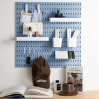 MULSAME Pegboard Combination Kit, Wall Mounted Storage Set with 4 Pegboards & 14 Accessories Hanging, Blue Peg Boards Organizer for Walls Display, Crafts Organization, Kitchen Organizer, 22" x 22" - Image 7