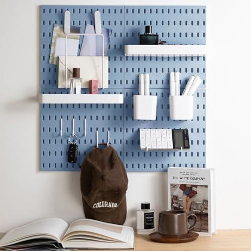 MULSAME Pegboard Combination Kit, Wall Mounted Storage Set with 4 Pegboards & 14 Accessories Hanging, Blue Peg Boards Organizer for Walls Display, Crafts Organization, Kitchen Organizer, 22" x 22" - Image 7