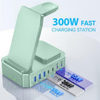 300W Charging Station for Multiple Devices Apple, Zutspzss 10 in 1 Wireless Charger for iPhone 16, GaN III USB C 65W PD Fast Charging Stand Dock for MacBook, Apple Watch&Airpods,Green - Image 4