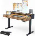 CubiCubi One-Piece Standing Desk 55x26 with 3 Wood Drawers, Rustic Brown by CubiCubi