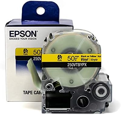 LABELWORKS 250VTBYPX Vinyl Tape - Black on Yellow Vinyl Industrial Label Maker Tape - 2" (50MM) Wide, 22.9 ft by EpsonLABELWORKS