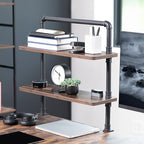 VIVO Vintage Brown Clamp-on 24" Industrial Pipe Desk Shelf, DESK-SHELF24-2N - Image 2