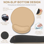 4 PCS Mouse Pad Desk Mat Protector, Keyboard Wrist Rest + Comfortable Mouse Pad Wrist Rest +Coaster, Large Gaming Mousepad for Computer Laptop, 35.4"X 15.7" Deskpad for Office Home I Sand Color - Image 5