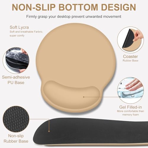 4 PCS Mouse Pad Desk Mat Protector, Keyboard Wrist Rest + Comfortable Mouse Pad Wrist Rest +Coaster, Large Gaming Mousepad for Computer Laptop, 35.4"X 15.7" Deskpad for Office Home I Sand Color - Image 5