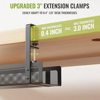 [Upgraded] 2 Pack Cable Management Under Desk Tray, Xpatee 27.6" No Drill Open Slots Cable Management Tray, Cord Wire Organizer Box with Clamp for Table Thickness up to 3" - No Desk Damage(Black) - Image 4