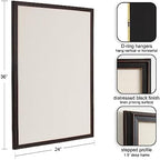 Kate and Laurel Oakhurst Rectangle Framed Linen Fabric Pinboard; 24 x 36; Distressed Black; Traditional Decorative Bulletin Board with Stepped Profile and Lightly Distressed Finish - Image 2