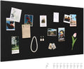 SELEAD Linen Bulletin Board 48” x 24” - Black Aluminum Frame, Black Fabric by SELEAD