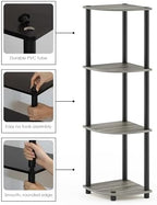 Furinno TURN-N-TUBE Corner Shelf, 4-Tier Corner Bookshelf, Display Storage Shelves with Open Shelves, for Organization and Storage, Living Room, Home Office, Garage, French Oak - Image 6