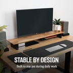 COREMINDED Solid Wood Dual Monitor Stand Riser, 42 Inch Oak Desk Shelf - Image 2