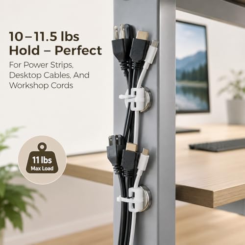 Magnetic Cable Zip Tie Mounts Kit, 50 Pcs Holders with 200 Pcs Cable Ties, Heavy-Duty Magnetic Wire Management for Desk, Office, Home, Automotive, Marine, Multipurpose Cable Clips Organizers, Silver - Image 2