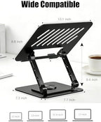 Adjustable Laptop Stand with 360 Rotating Base, Computer Stand for Laptop Ergonimic Foldable Laptop Riser for Desk Compatible with MacBook Pro/Air Notebook up to 16 Inches, Black - Image 4