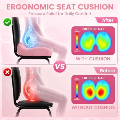 Seat Cushion, XL Large Memory Foam Cushion for /Office Chair/Car/Wheelchair - Image 3